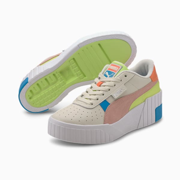 Cali Wedge Sunset Boulevard Women's Sneakers, Marshmallow-Puma White-Sharp Green, extralarge