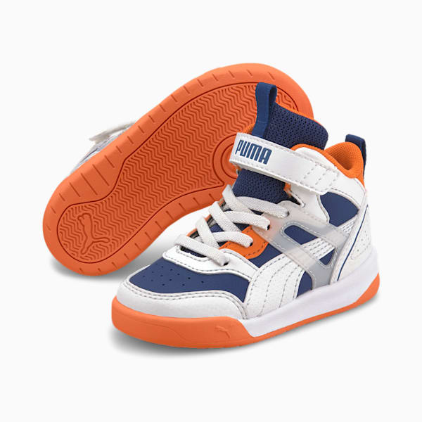 PUMA Backcourt Mid Toddler Shoes, Limoges-Puma White-Vibrant Orange-Puma Silver, extralarge