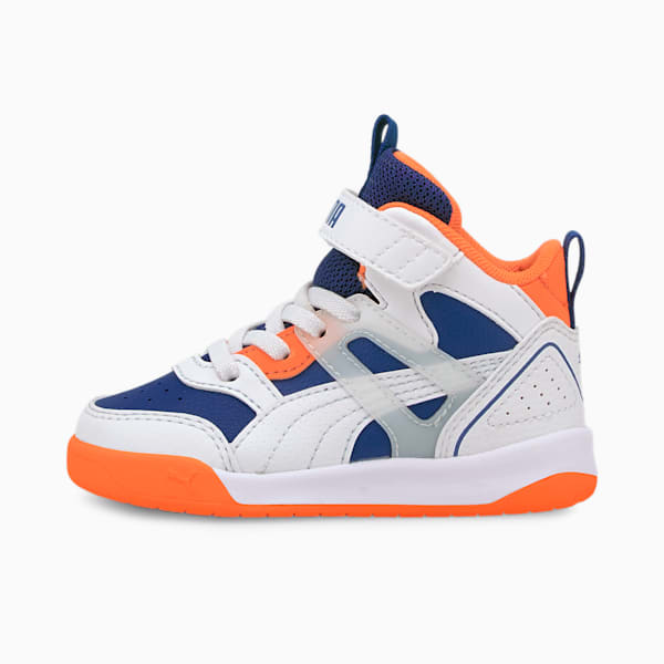 PUMA Backcourt Mid Toddler Shoes, Limoges-Puma White-Vibrant Orange-Puma Silver, extralarge