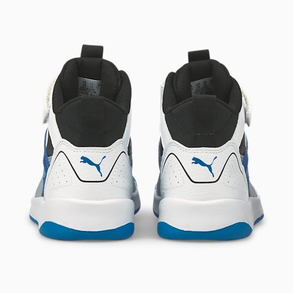 PUMA Backcourt Mid AC SoftFoam+ Kid's Shoes, Puma White-Blue Fog-Puma Black-Future Blue, extralarge-IND