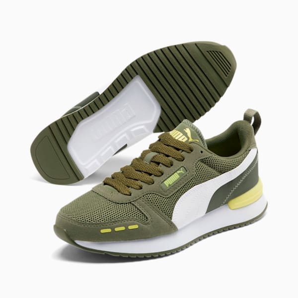 PUMA R78 Women's Sneakers, Deep Lichen Green-Puma White-Sunny Lime, extralarge