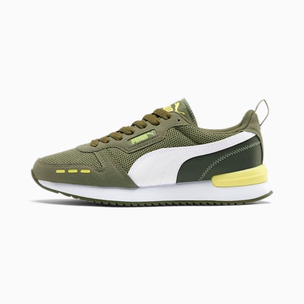 PUMA R78 Women's Sneakers, Deep Lichen Green-Puma White-Sunny Lime, extralarge