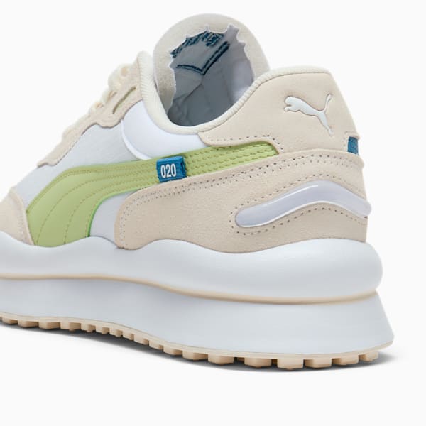 Tenis de entrenamiento estilo Rider Play On SD, PUMA White-Blue Horizon-Pistachio Green, extralarge