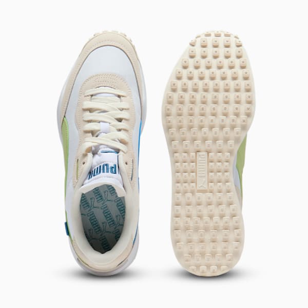 Tenis de entrenamiento estilo Rider Play On SD, PUMA White-Blue Horizon-Pistachio Green, extralarge