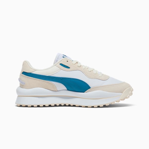 Tenis de entrenamiento estilo Rider Play On SD, PUMA White-Blue Horizon-Pistachio Green, extralarge