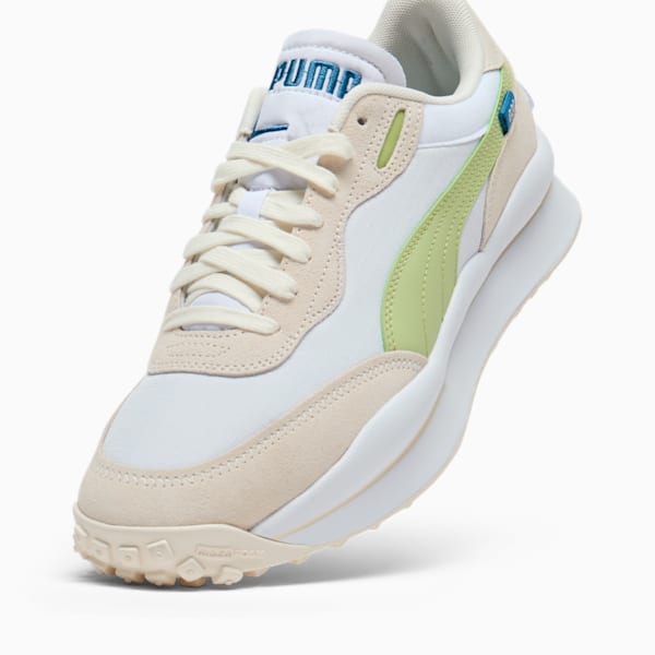 Tenis de entrenamiento estilo Rider Play On SD, PUMA White-Blue Horizon-Pistachio Green, extralarge
