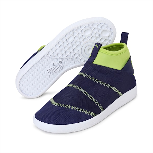 Lazy Knit Mid Kid's Sneakers, Peacoat-Limepunch, extralarge-IND