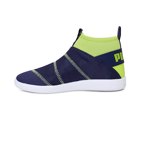 Lazy Knit Mid Kid's Sneakers, Peacoat-Limepunch