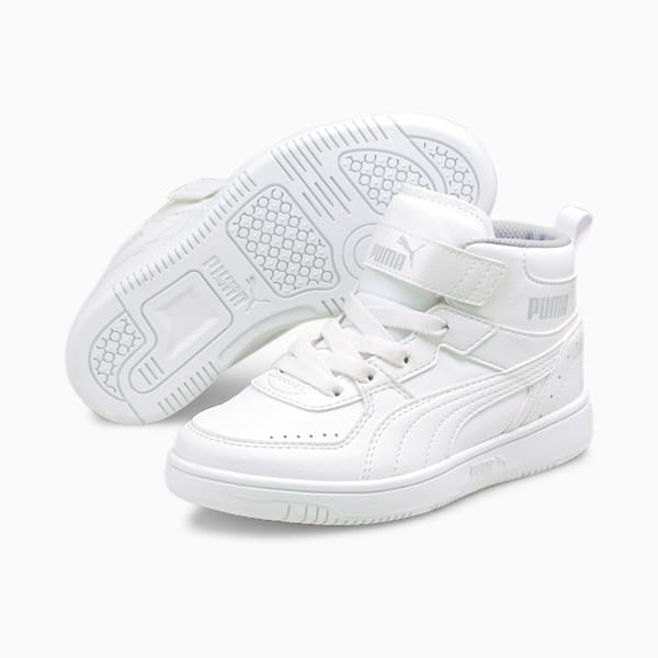 PUMA Rebound Joy Little Kids' Shoes, Puma White-Puma White-Limestone