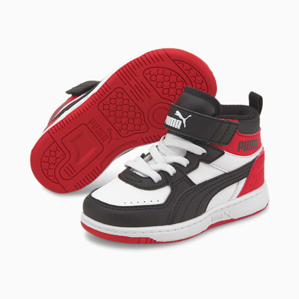PUMA Rebound Joy Toddler Shoes, White-Black-High Risk Red, extralarge