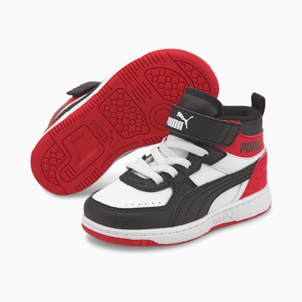 PUMA Rebound Joy Toddler Shoes, Puma White-Puma Black-High Risk Red, extralarge