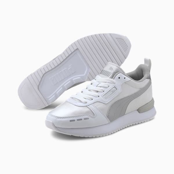 PUMA R78 Metallic Women's Sneakers, Puma White-Gray Violet-Puma Silver, extralarge