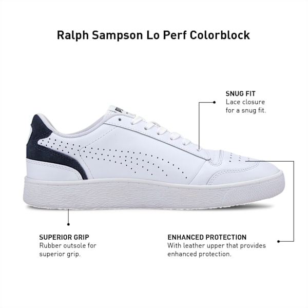 Ralph Sampson Lo Perforated Colour Unisex Sneakers, Puma White-Peacoat, extralarge-IND