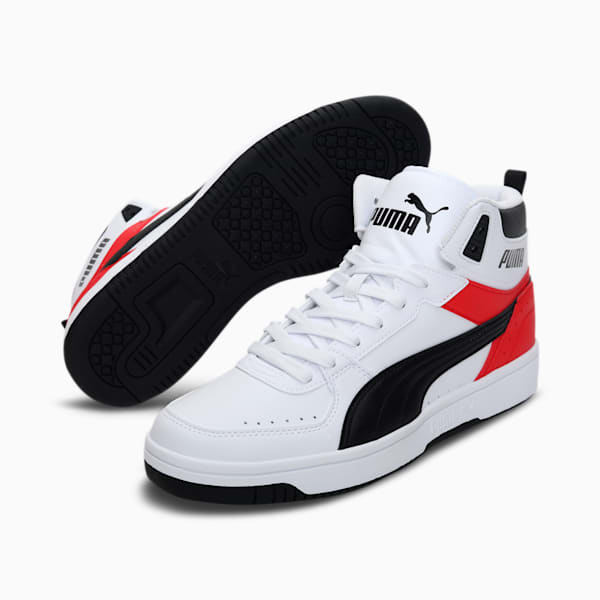 Rebound Joy Men's Sneakers, Puma White-Puma Black-High Risk Red-Puma White, extralarge-IND