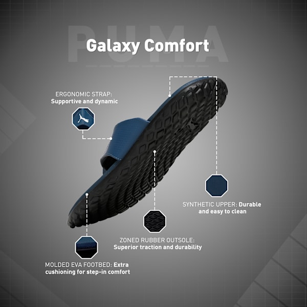 Galaxy Comfort Men's Flip-Flops, Dark Denim-Puma Black-Puma White, extralarge-IND