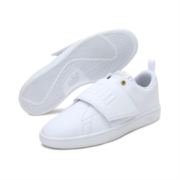 Smash Slip-On Bold Shoes, Puma White-Puma Team Gold-Pale Khaki, extralarge-IND