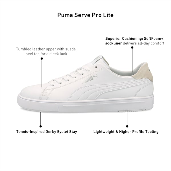 Serve Pro Lite Unisex Sneakers, Puma White-Puma White-Puma Silver-Gray Violet, extralarge-IND