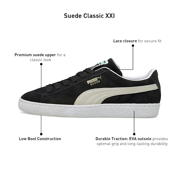 Suede Classic XXI Unisex Sneakers, Puma Black-Puma White, extralarge-IND