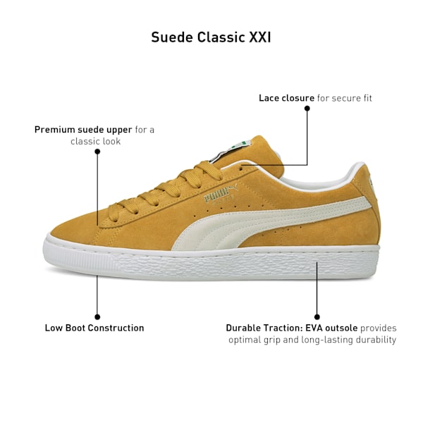 Suede Classic XXI Sneakers, Honey Mustard-Puma White, extralarge-IND