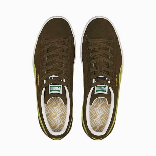 Zapatos deportivos de gamuza Classic XXI para hombres, Deep Olive-Tart Apple-Puma White