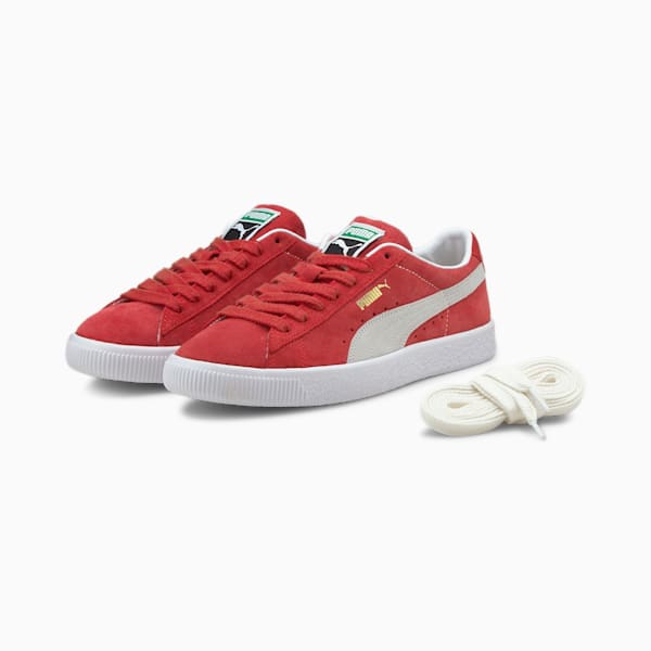 Suede Vintage Unisex Sneakers, High Risk Red-Puma White, extralarge-IND