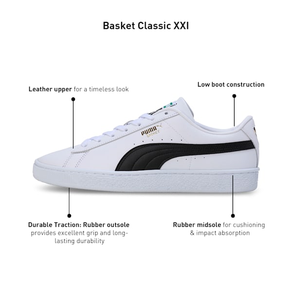 Basket Classic XXI Men's Sneakers, Puma White-Puma Black, extralarge-IND