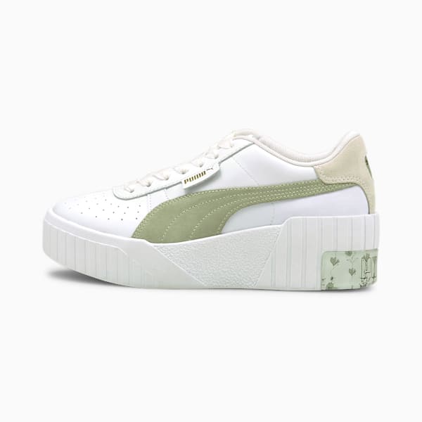 Cali Wedge In Bloom Women's Sneakers, Puma White-Desert Sage, extralarge-IND