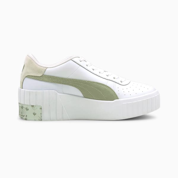 Cali Wedge In Bloom Women's Sneakers, Puma White-Desert Sage, extralarge-IND