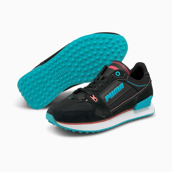 Tenis Mile Rider Power Play para Mujer, Puma Black-Scuba Blue, extralarge