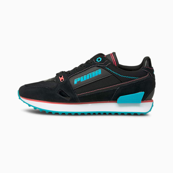 Tenis Mile Rider Power Play para Mujer, Puma Black-Scuba Blue, extralarge