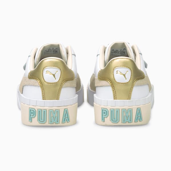 Cali Soft Glow Women's Sneakers, Puma White-Eggnog-Blue Glow-Puma Team Gold, extralarge