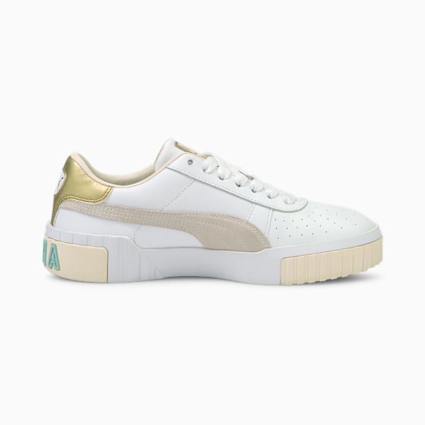 Cali Soft Glow Women's Sneakers, Puma White-Eggnog-Blue Glow-Puma Team Gold, extralarge