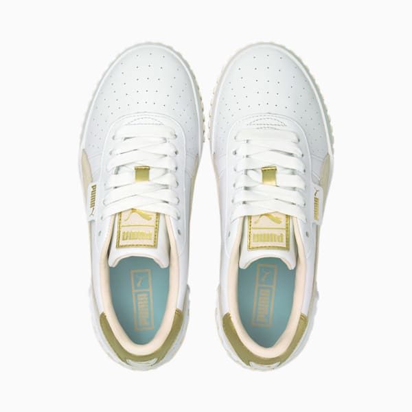 Cali Soft Glow Women's Sneakers, Puma White-Eggnog-Blue Glow-Puma Team Gold, extralarge