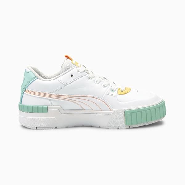 Cali Sport Pastel Mix Women's Sneakers, Puma White-Peach Cobbler-Blue Glow-Yellow Pear, extralarge