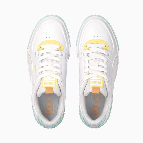 Cali Sport Pastel Mix Women's Sneakers, Puma White-Peach Cobbler-Blue Glow-Yellow Pear, extralarge