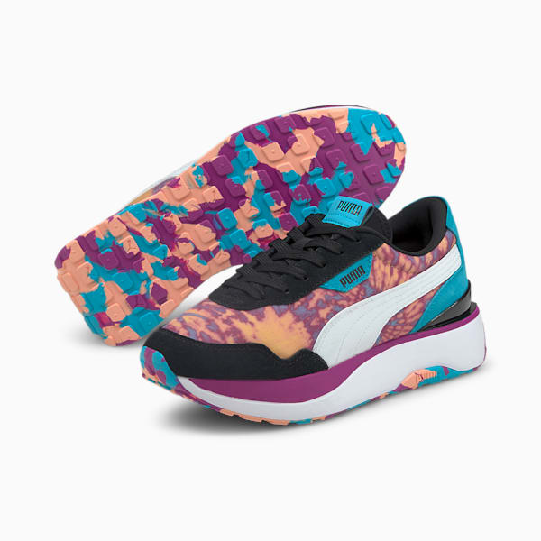Cruise Rider Tie Dye Women's Sneakers, Puma Blk-Apr Blush-Byzantium, extralarge
