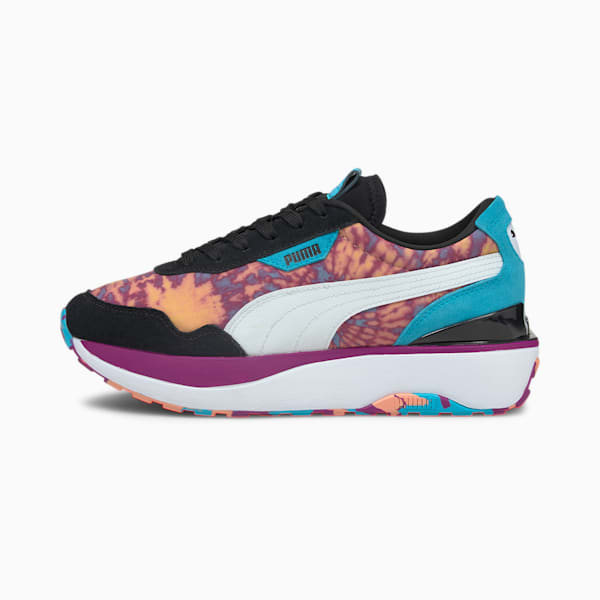 Cruise Rider Tie Dye Women's Sneakers, Puma Blk-Apr Blush-Byzantium, extralarge