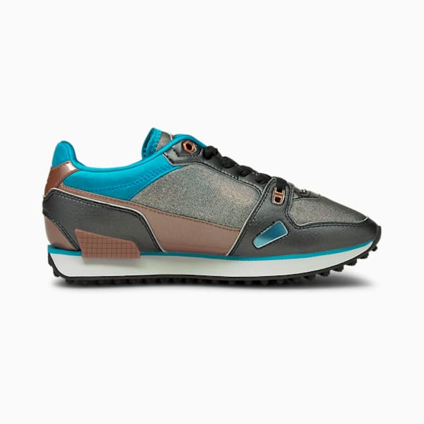 Tenis Mile Rider Galactic para mujer, Puma Black-Scuba Blue-Rose Gold, extralarge