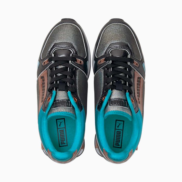 Tenis Mile Rider Galactic para mujer, Puma Black-Scuba Blue-Rose Gold, extralarge