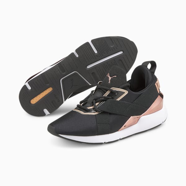 Tenis Muse X3 Metallic para Mujer, Puma Black-Puma White-Rose Gold, extralarge