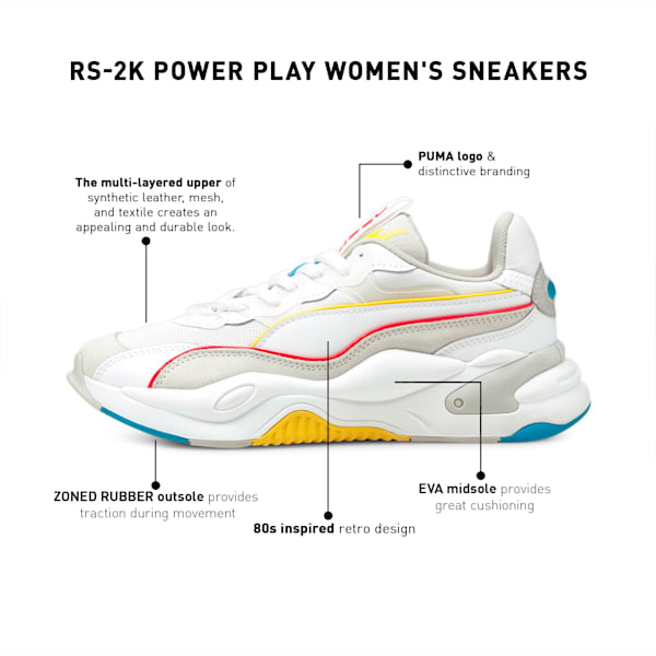 RS-2K Power Play Women's Sneakers, Puma White-Gray Violet-Dandelion-Hawaiian Ocean, extralarge-IND