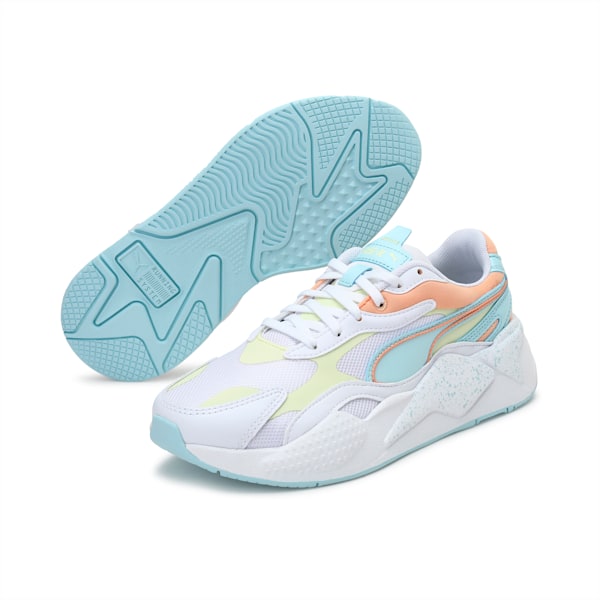 RS-X³ Pastel Mix Women's Shoes, Puma White-Yellow Pear-Peach Cobbler, extralarge-IND