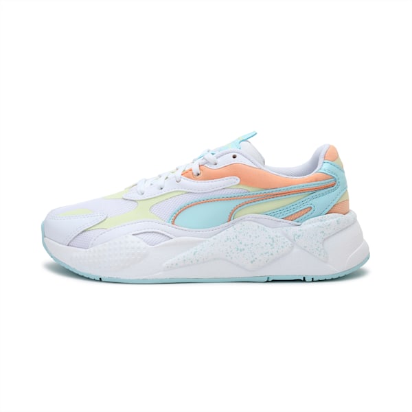 RS-X³ Pastel Mix Women's Shoes, Puma White-Yellow Pear-Peach Cobbler, extralarge-IND