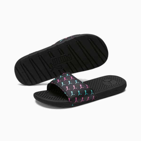 Cool Cat Bold 2 Women's Slides, Puma Black-ARUBA BLUE-Luminous Pink, extralarge