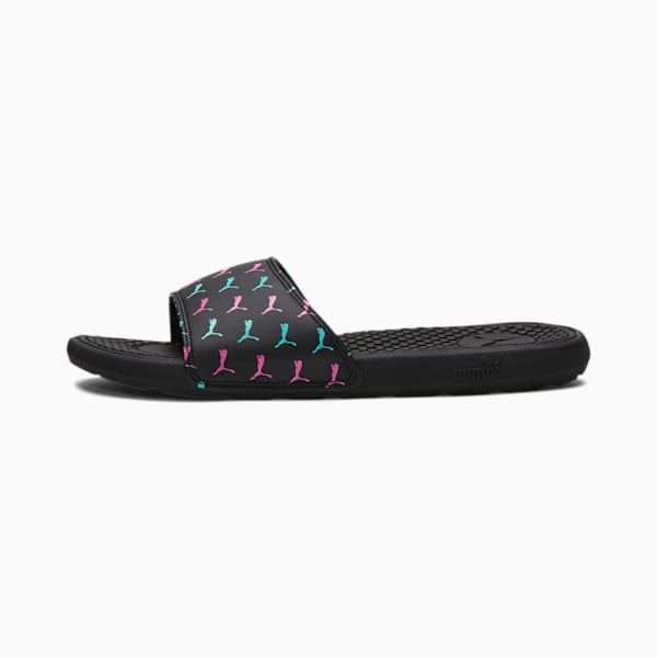 Cool Cat Bold 2 Women's Slides, Puma Black-ARUBA BLUE-Luminous Pink, extralarge