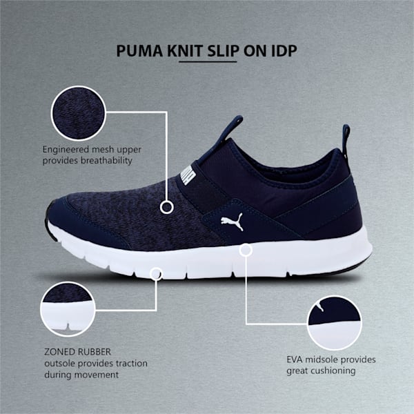 PUMA Knit Slip On  Men's Walking  Shoes, Peacoat-Puma White, extralarge-IND