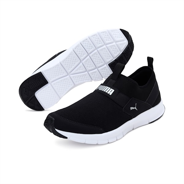 PUMA Knit Slip On  Men's Walking  Shoes, Puma Black-Silver, extralarge-IND