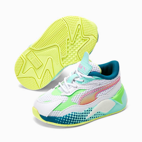 RS-X³ WR Toddler Shoes, Puma White-Elektro Green-Luminous Pink, extralarge