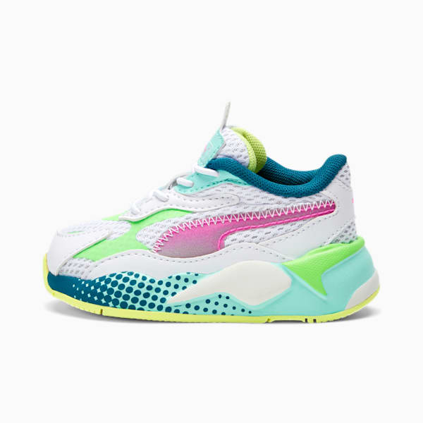 RS-X³ WR Toddler Shoes, Puma White-Elektro Green-Luminous Pink, extralarge