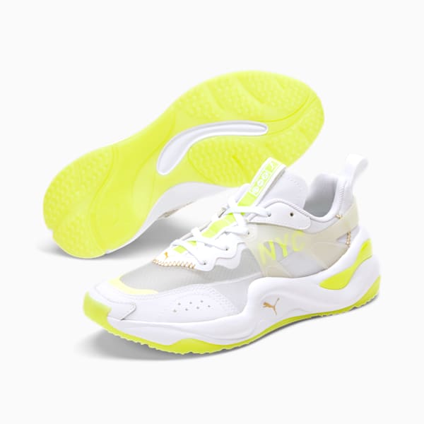 Rise NYC Women's Sneakers, Puma White-Fizzy Yellow, extralarge
